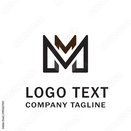 m or mm or m  letter logo design