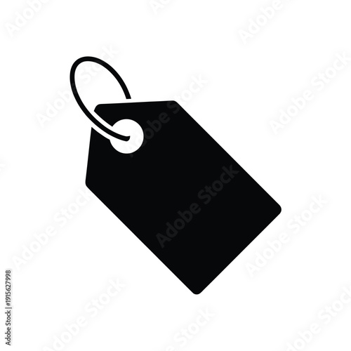 Simple black and white illustration of a price or label tag