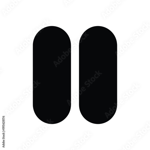 Simple graphic of two black vertical rectangles representing pause symbol