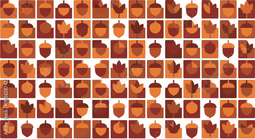 Autumn leaves and acorns pattern