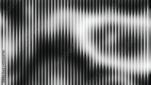 Reeded glass with black and white gradient. Ribbed glass background with refraction effect. Abstract vector background