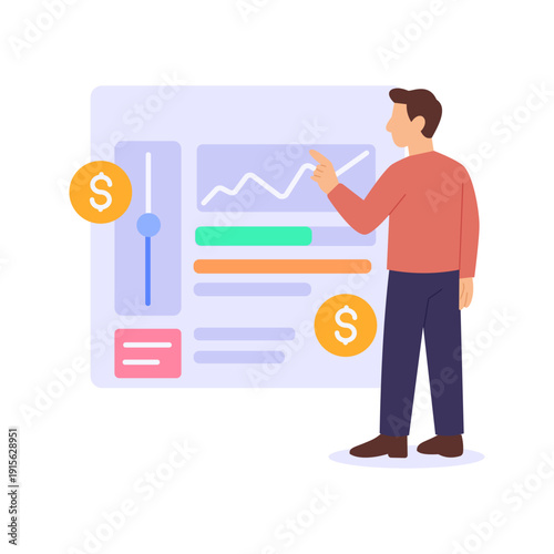 PPC Campaign, managing paid advertising for targeted traffic, Flat Vector Illustration