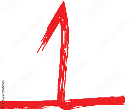 Red brush stroke digit '1' representing the first place, success, or a starting point. Isolated on white.