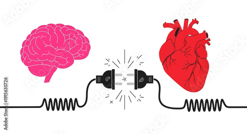 The Connection Between the Brain and the Heart A Symbol of Logic and Emotion Intertwined