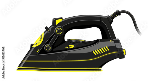 black and yellow electric iron