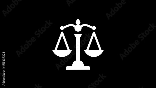 scale icon animation isolated on white background. scale symbol template. Scales of justice. law illustration justice silhouette green logo screen icon video outline balance legal lawyer judge court..