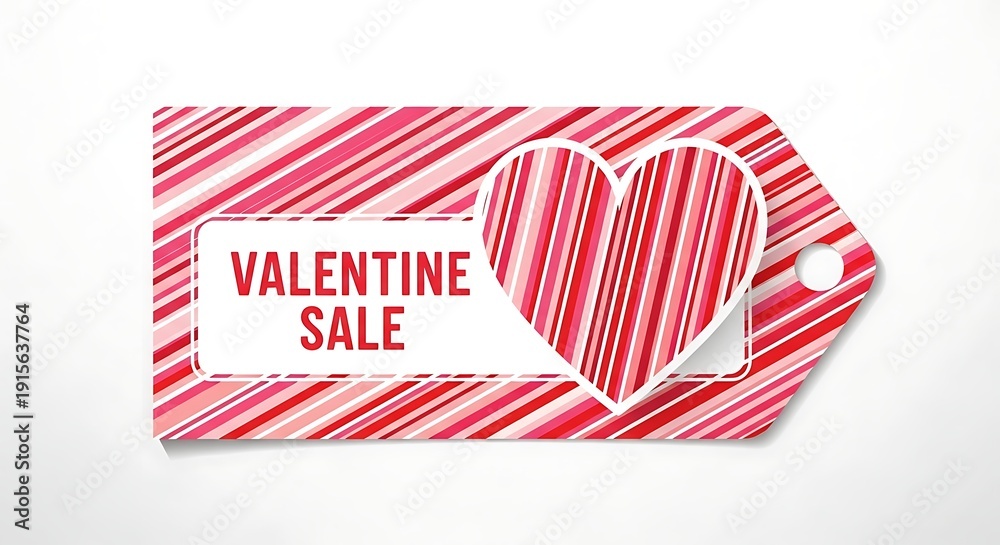 Fototapeta premium Valentine's sale tag with heart design on white background