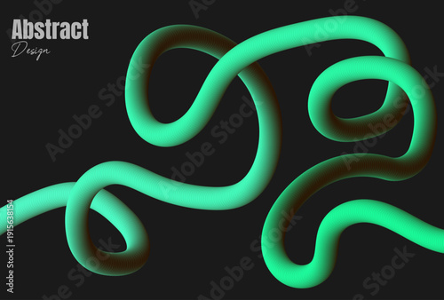 Glowing green abstract light trails on black background