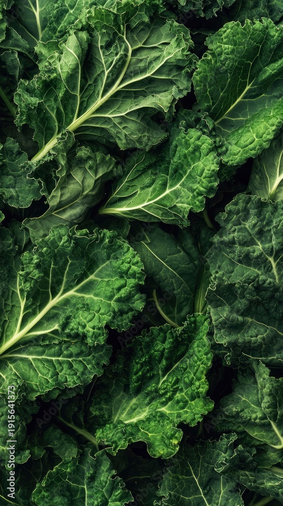 Naklejka premium Seamless kale leaves pattern top view
