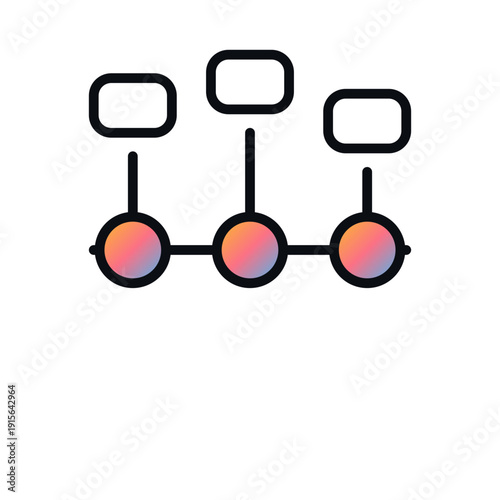 Timeline nodes roadmap business icon in bold dark outline vector style