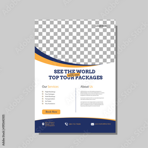 corporate travel agency flyer brochure template design for a travel agency company