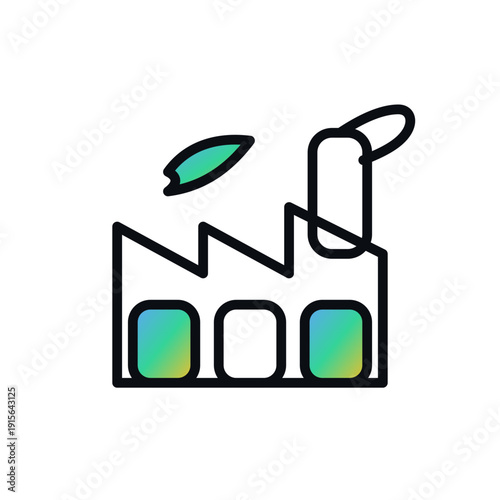 Eco factory sustainability business icon in bold outline SVG vector