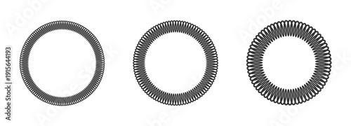 Industrial Circular Coil Spring Vector Illustration Set