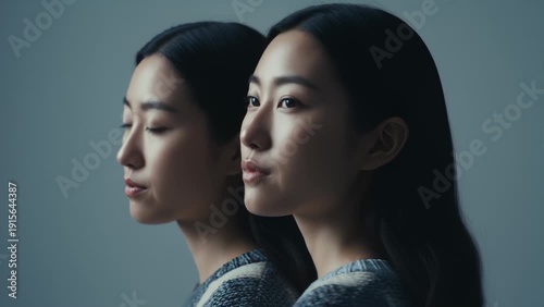 Young Asian Woman's Profile With Subtle Movement, Clean Studio Lighting, Cinematic Feel