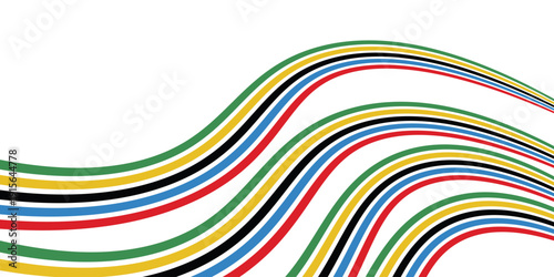 abstract wavy stripes with the colors of Paris Olympics games 2026 . vector illustration