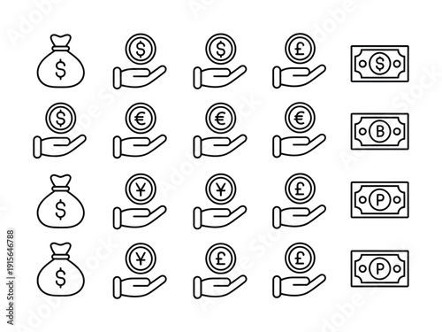 Vector of various international currency symbols