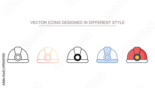 Safety Lamp icon set in different style with white background illustration