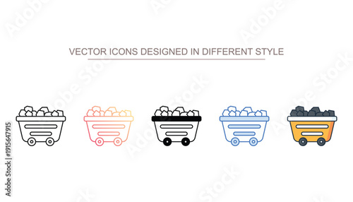 Coal Cart vector icon stock isolated on white sheet