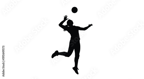 Volleyball player jumping to serve the ball black silhouette