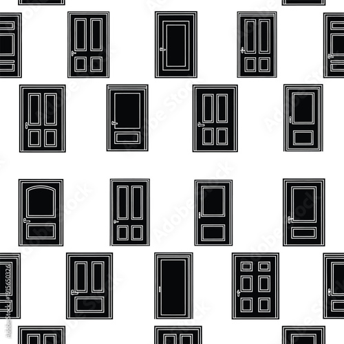 Various door designs illustrated in a grid pattern from a front view