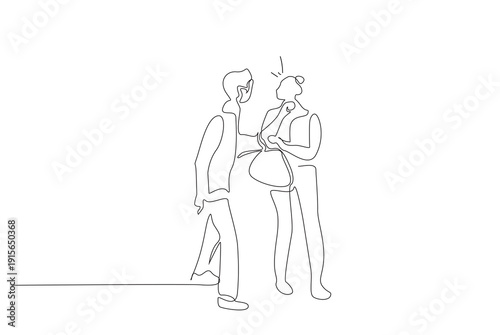 Bad Thief Man Stealing  Sneaky Criminal Illustration One Line Art Vector