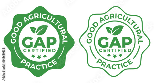 GAP Certified Good Agricultural Practice Badge – Green Farming Quality Seal Icons
