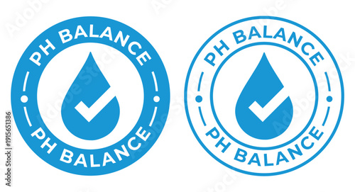 PH Balance Badge Icons – Blue Skincare and Cosmetic Quality Seal Set, PH Balance