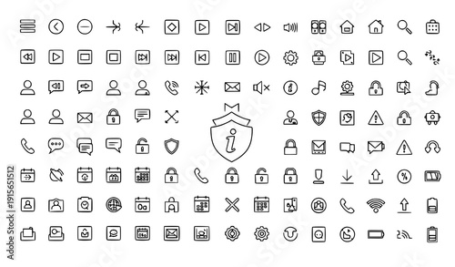 User Interface Buttons Thin Line Vector Icons