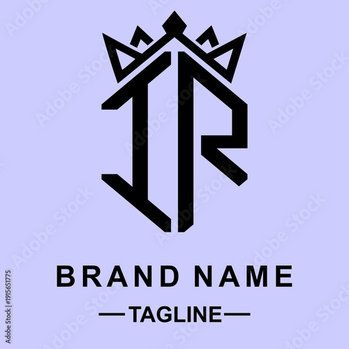Elegant  IR  vector logo integrated with a minimalist crown. Perfect for premium fashion, law firms, and luxury brands seeking a sophisticated, regal identity.