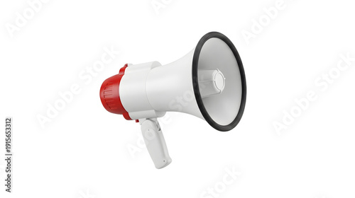Red and White Megaphone or Bullhorn Isolated on White Background
