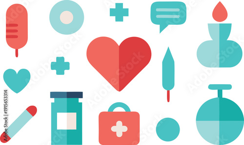 Medical icons set isolated on transparent background, Vector, illustration
