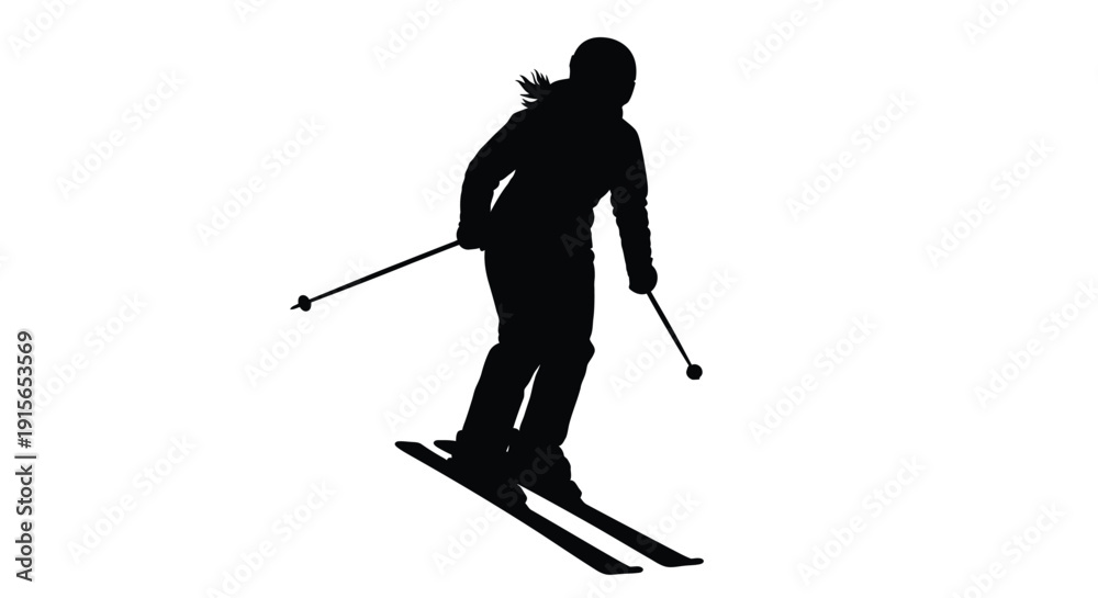 Fototapeta premium A skier in motion captured as a dramatic black silhouette