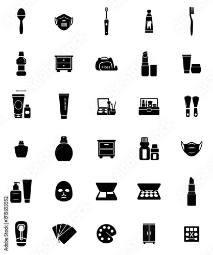 Minimalist beauty and grooming icons set