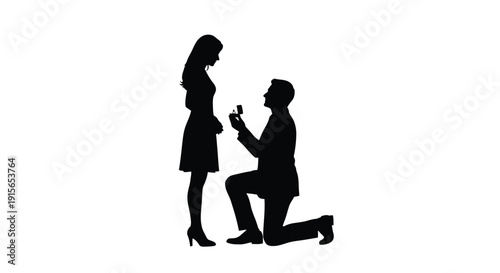 A man proposing to a woman captured in a striking silhouette
