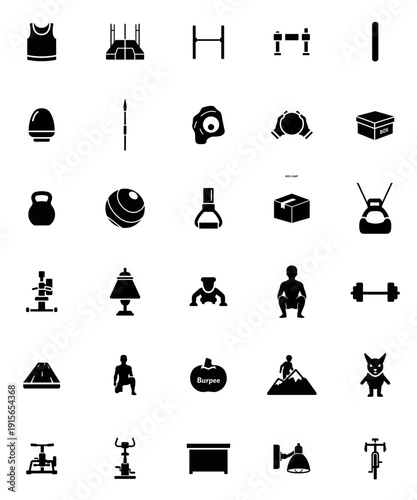 Minimalist gym and fitness icon set