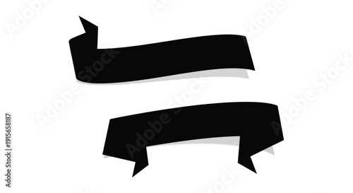 Two black ribbon banners are displayed on a white background