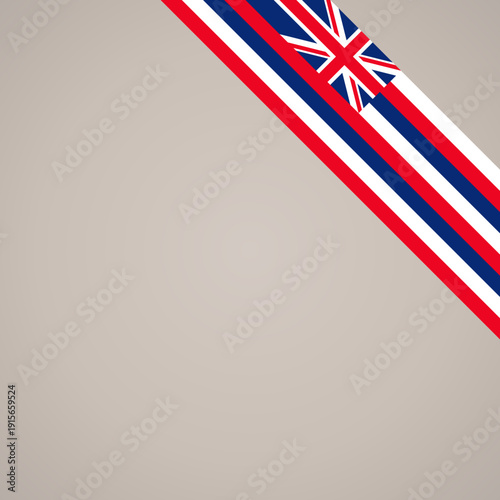 Corner slanted ribbon flag of Hawaii for a top right area of a page.