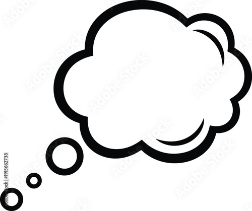 A simple thought bubble graphic with a dotted tail line isolated on transparent background, Vector