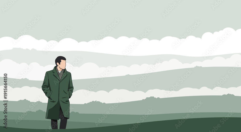Obraz premium A Person Contemplating The Scenic Landscape And The Vastness of Nature