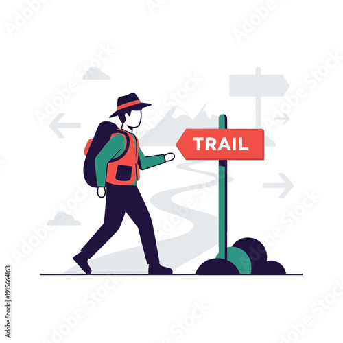 Adventurer Seeks Direction On Scenic Mountain Trail Path