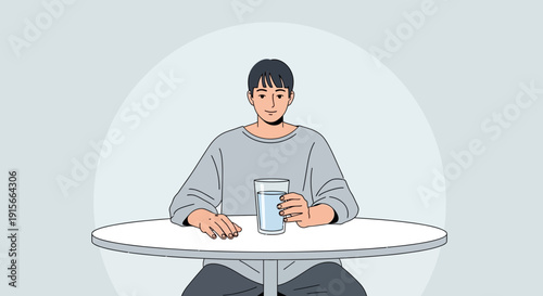 A Person Enjoying A Glass Of Water At A Table