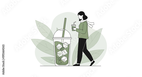 A Person Enjoys Refreshing Cold Brew Tea On A Warm Day