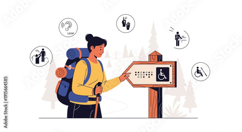 Accessible Trail Guidance Featuring Braille And Accessibility Icons For Hikers