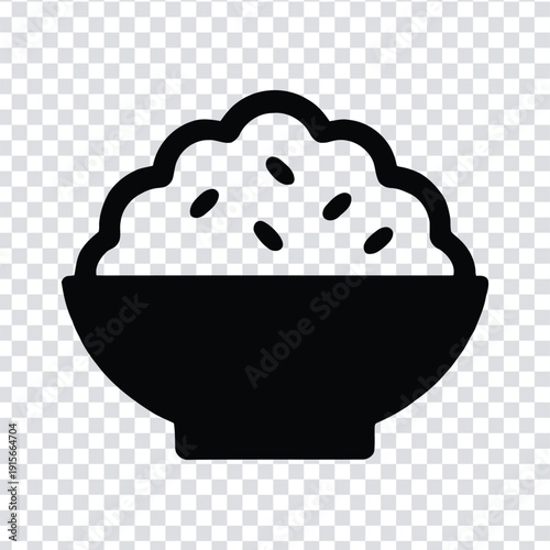 Black silhouette of a bowl filled with rice