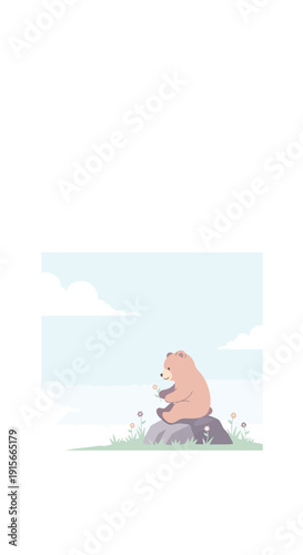Adorable Bear Enjoying A Peaceful Moment Outdoors Surrounded By Nature