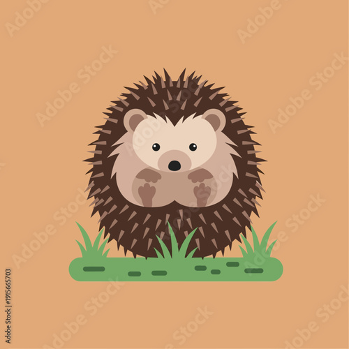 Adorable Cartoon Hedgehog Character Sitting in Grassy Field
