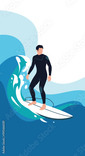 A Surfer Carving Through a Cresting Wave, Experiencing the Ocean's Power and Freedom