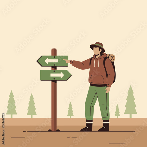 Adventurous Traveler Ponders Direction: Choosing The Right Path For The Journey Ahead