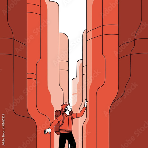 Adventurer Explores Majestic Canyon Depths With Awe And Wonder