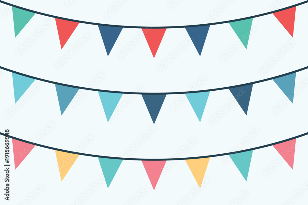 Obraz premium Set of multicolored buntings garlands flags
